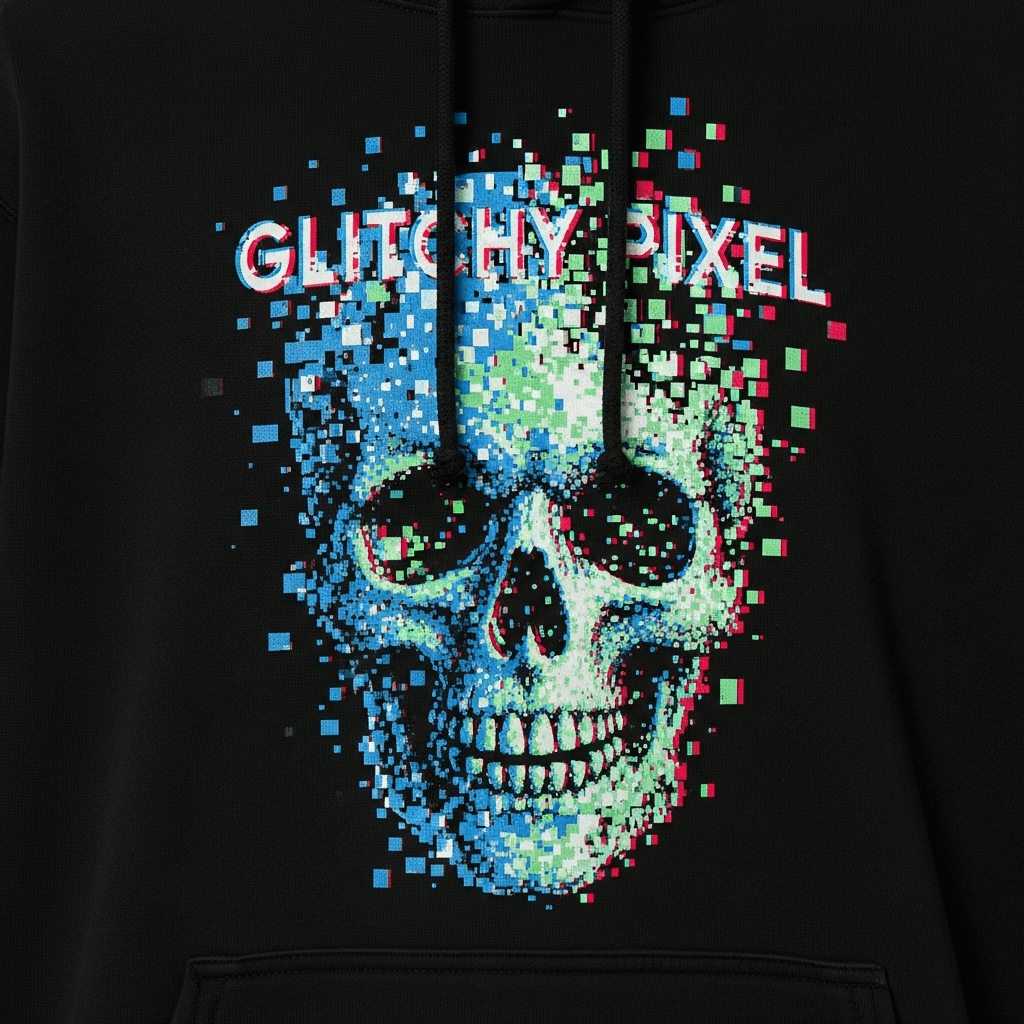 Sudadera Glitch Pixel con estampado gaming.